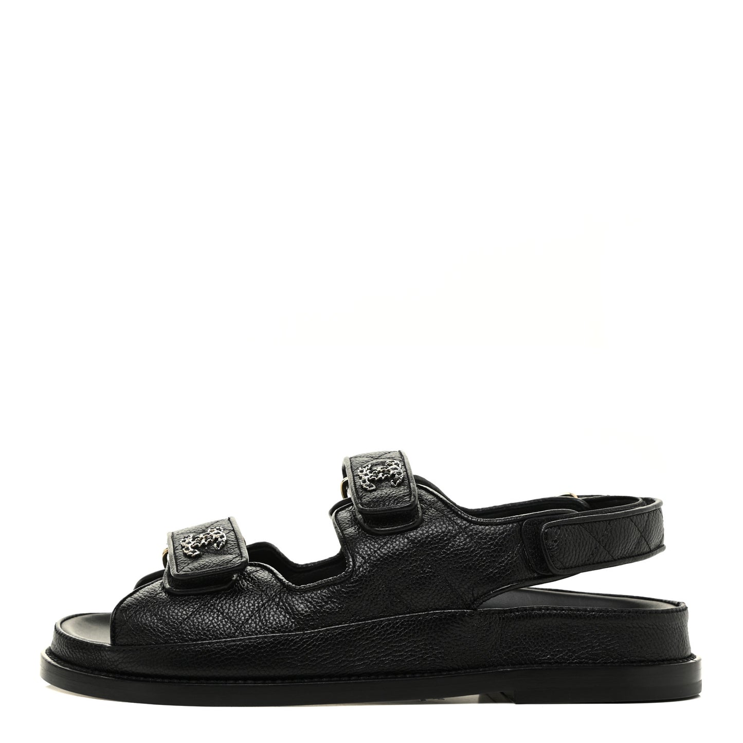 Grained Calfskin Velcro Dad Sandals 37.5 Black