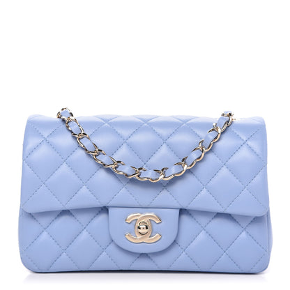 Chanel Lambskin Quilted Mini Rectangular Flap Light Blue 1 of 11