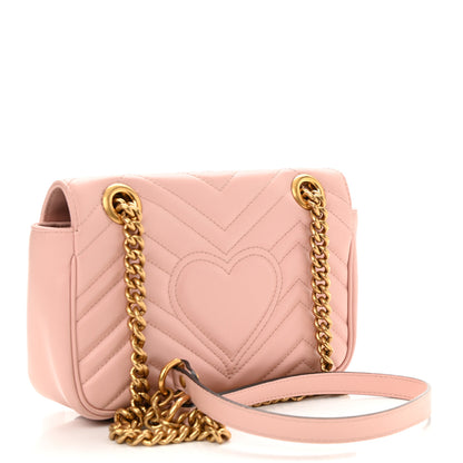 Gucci Calfskin Matelasse Mini GG Marmont Shoulder Bag Perfect Pink 3 of 9