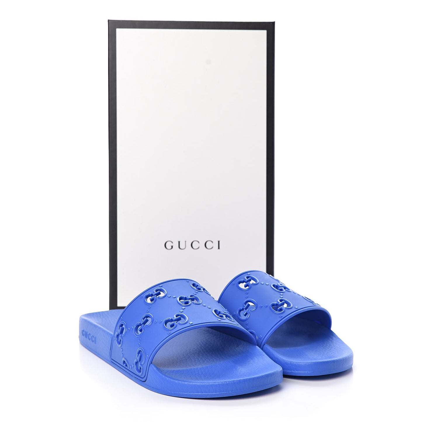 Rubber GG Monogram Mens Slide Sandals 9 Bright Splash
