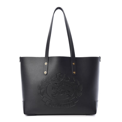 Burberry Calfskin Crest Embossed Small Tote Black 1 of 15