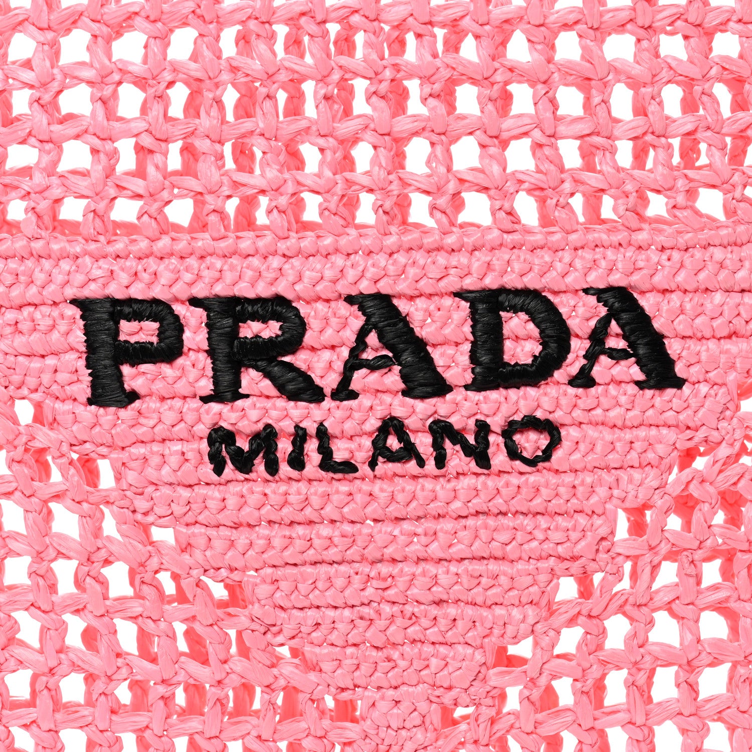 Prada Yarn Raffia Effect Crochet Logo Embroidered Tote Bag Petalo 7 of 9