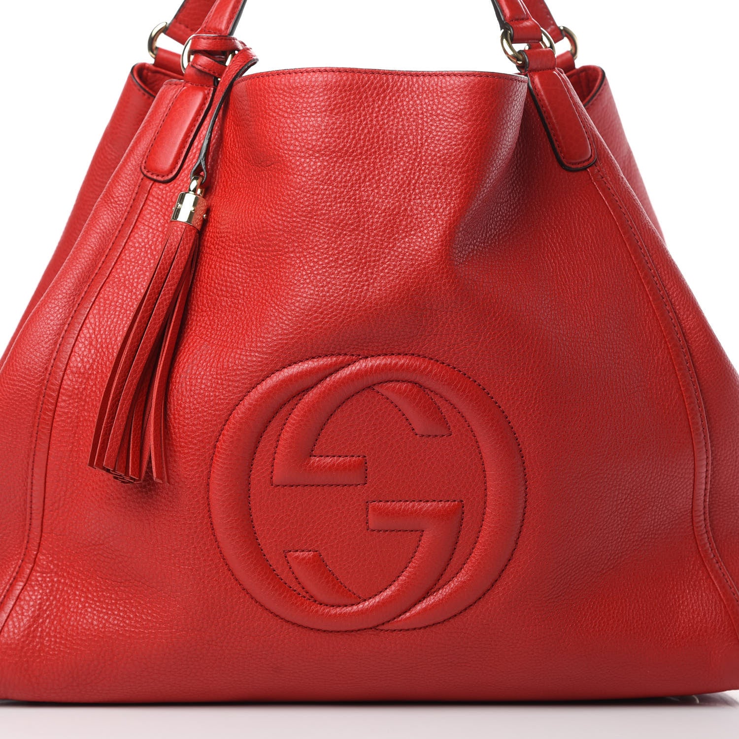 Gucci Pebbled Calfskin Large Soho Shoulder Bag Red 8 of 17