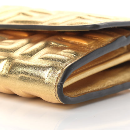 Fendi Vitello Catalan Mirror FF 1974 Embossed Continental Wallet on Chain Gold 9 of 9