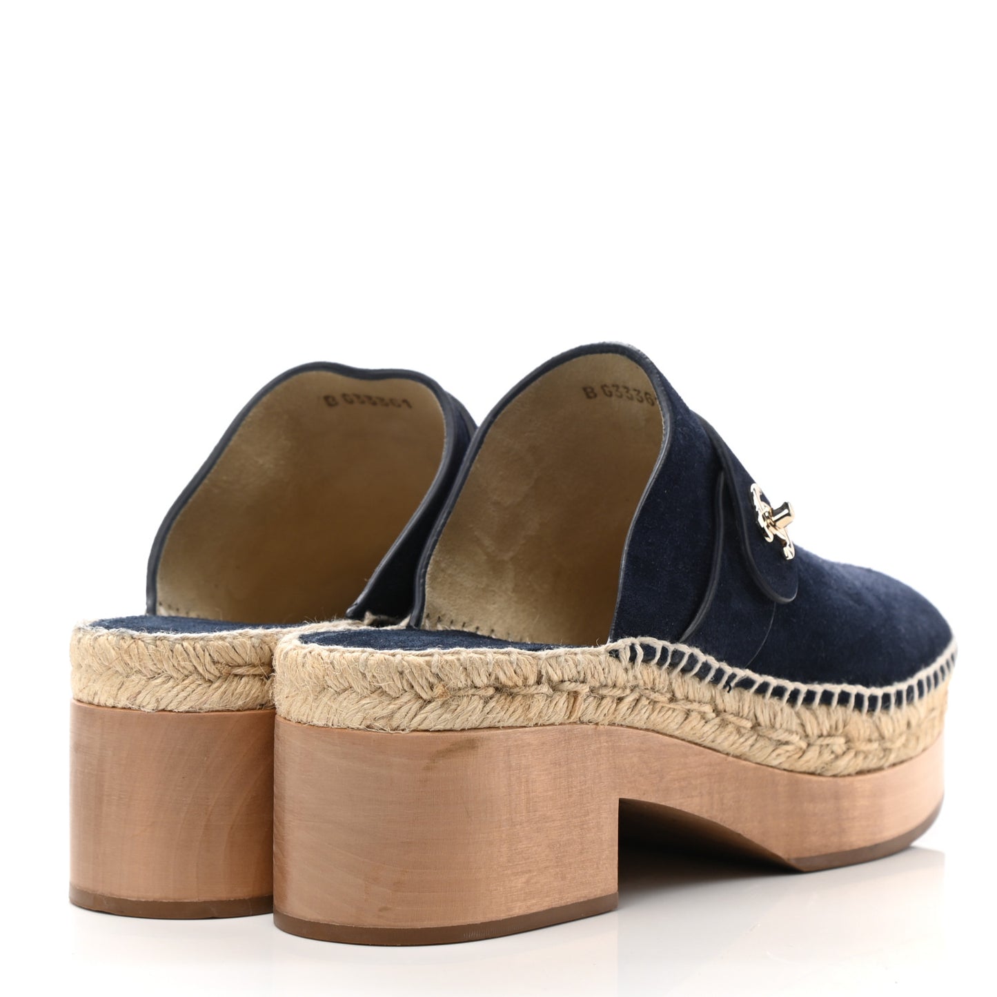 Suede Calfskin CC Turn Lock Clog 39 Navy
