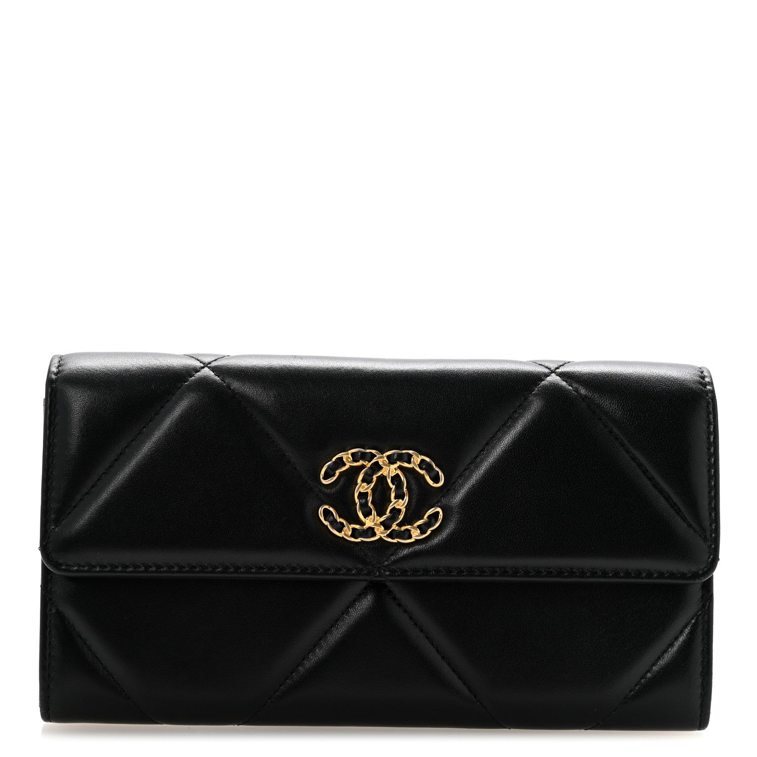 Chanel Lambskin Quilted Chanel 19 Flap Wallet Black 1 of 12