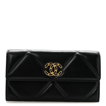 Chanel Lambskin Quilted Chanel 19 Flap Wallet Black 1 of 12