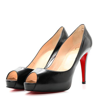 Christian Louboutin Kid Very Prive 120 Peep Toe Pumps 40 Black 3 of 12