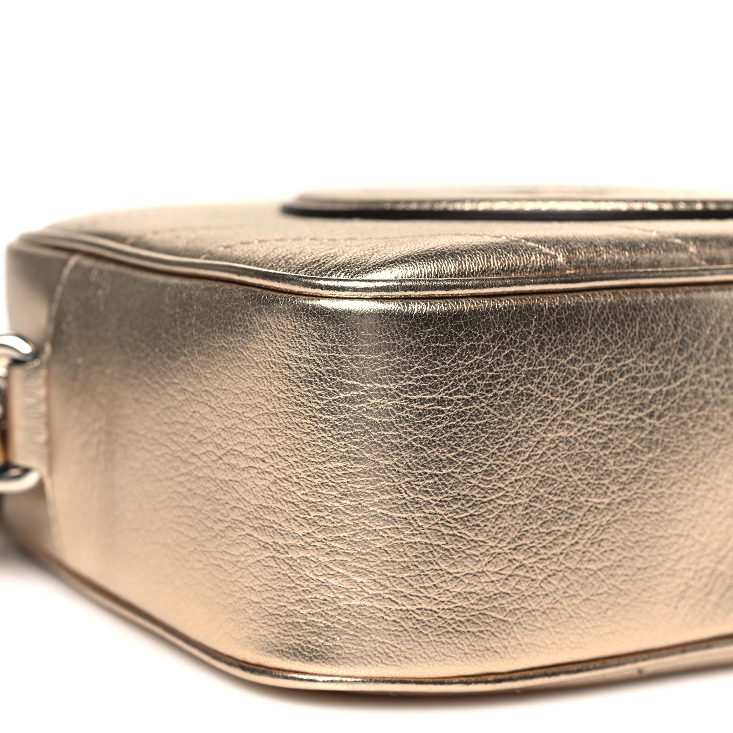 Gucci Metallic Sakai Be Green Calfskin Diagonal Stitched Small Blondie Shoulder Bag Golden Beige 8 of 9