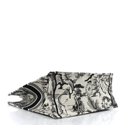 Christian Dior Canvas Embroidered Large Toile De Jouy Book Tote White Black 4 of 9