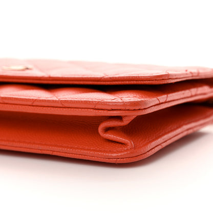 Chanel Caviar Quilted Wallet on Chain WOC Red 11 of 12
