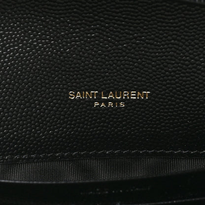 Saint Laurent Grain De Poudre Matelasse Chevron Monogram Chain Wallet Black 6 of 10