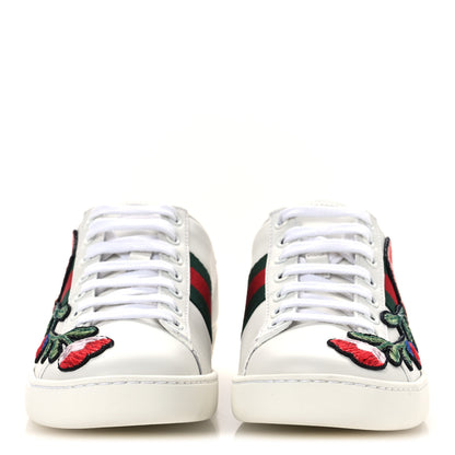 Gucci Calfskin Web Floral Embroidered Womens Ace Sneakers 35 White 3 of 11