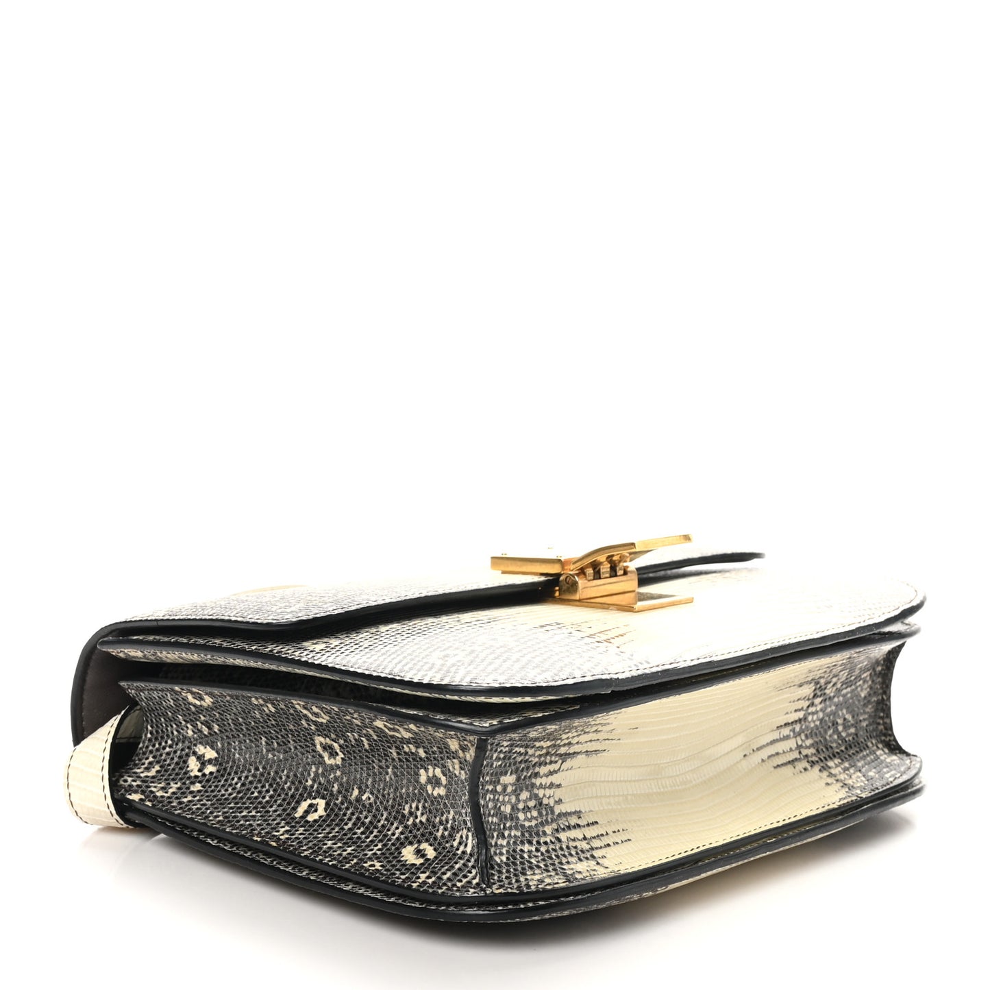 Lizard Medium Classic Box Flap Bag Natural