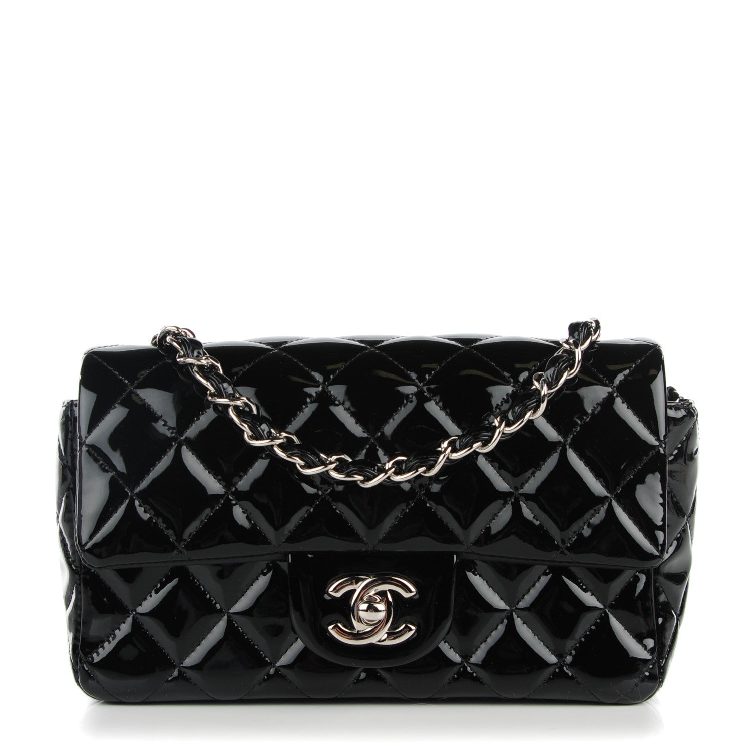 Chanel Patent Calfskin Quilted Mini Rectangular Flap Black 1 of 8