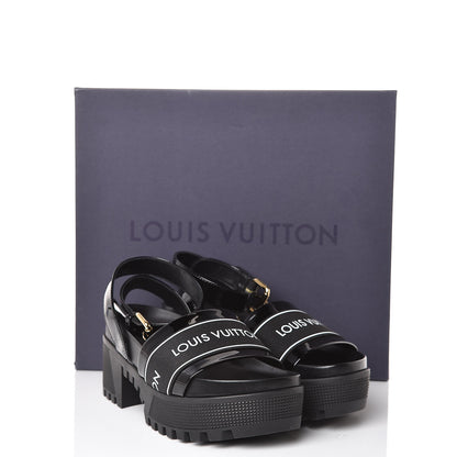 Louis Vuitton Patent Calfskin Laureate Platform Sandals 35 Black 9 of 9