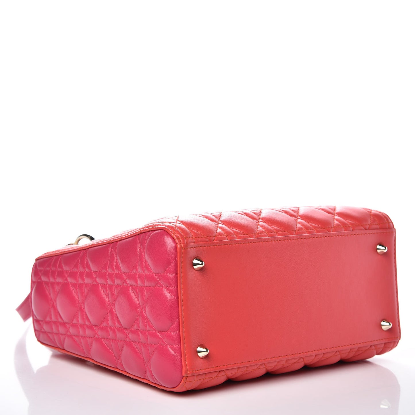 Lambskin Cannage Medium Bi-Color Lady Dior Orange Fuchsia