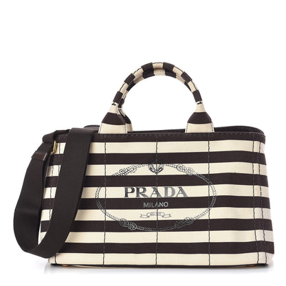 Prada Canapa Striped Logo Tote Tabacco 1 of 11