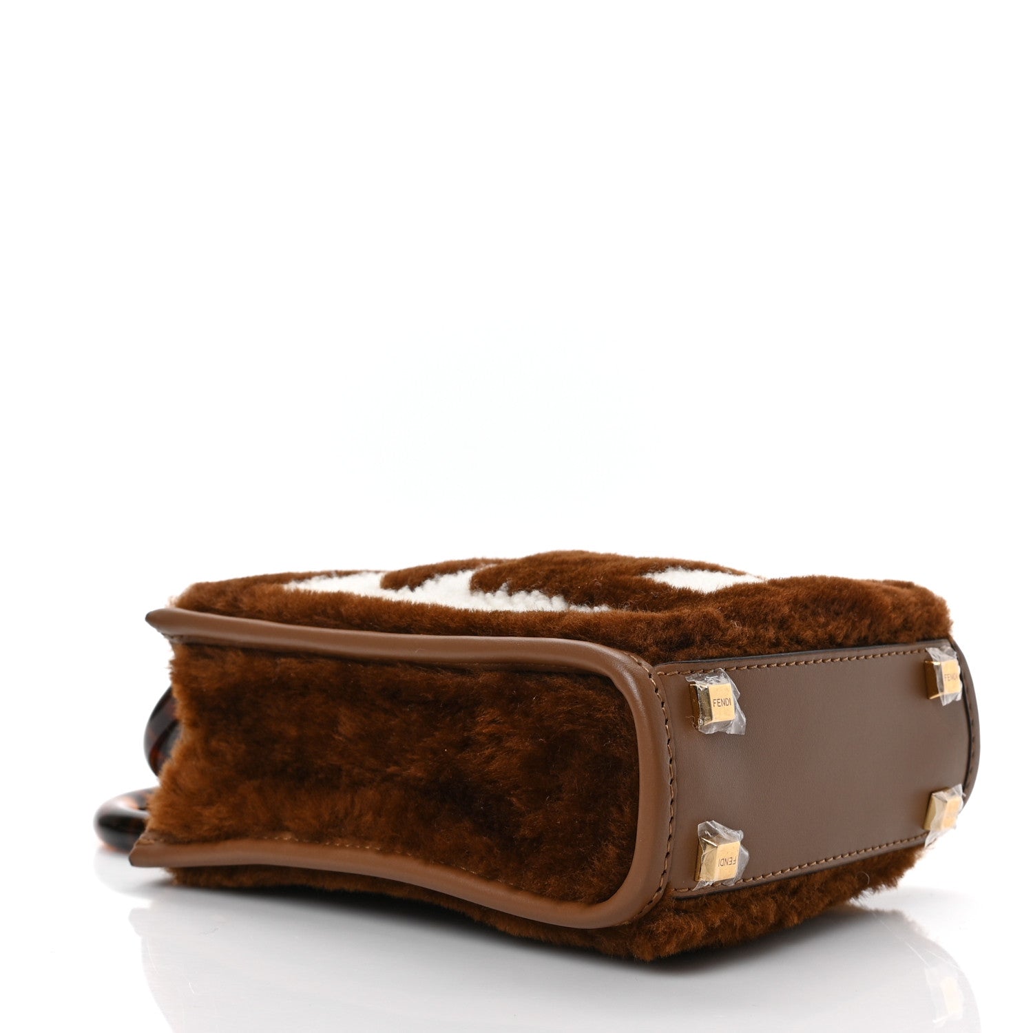 Fendi Shearling Plexiglass FF Mini Fendi Sunshine Shopper Tote Forresta White 4 of 8