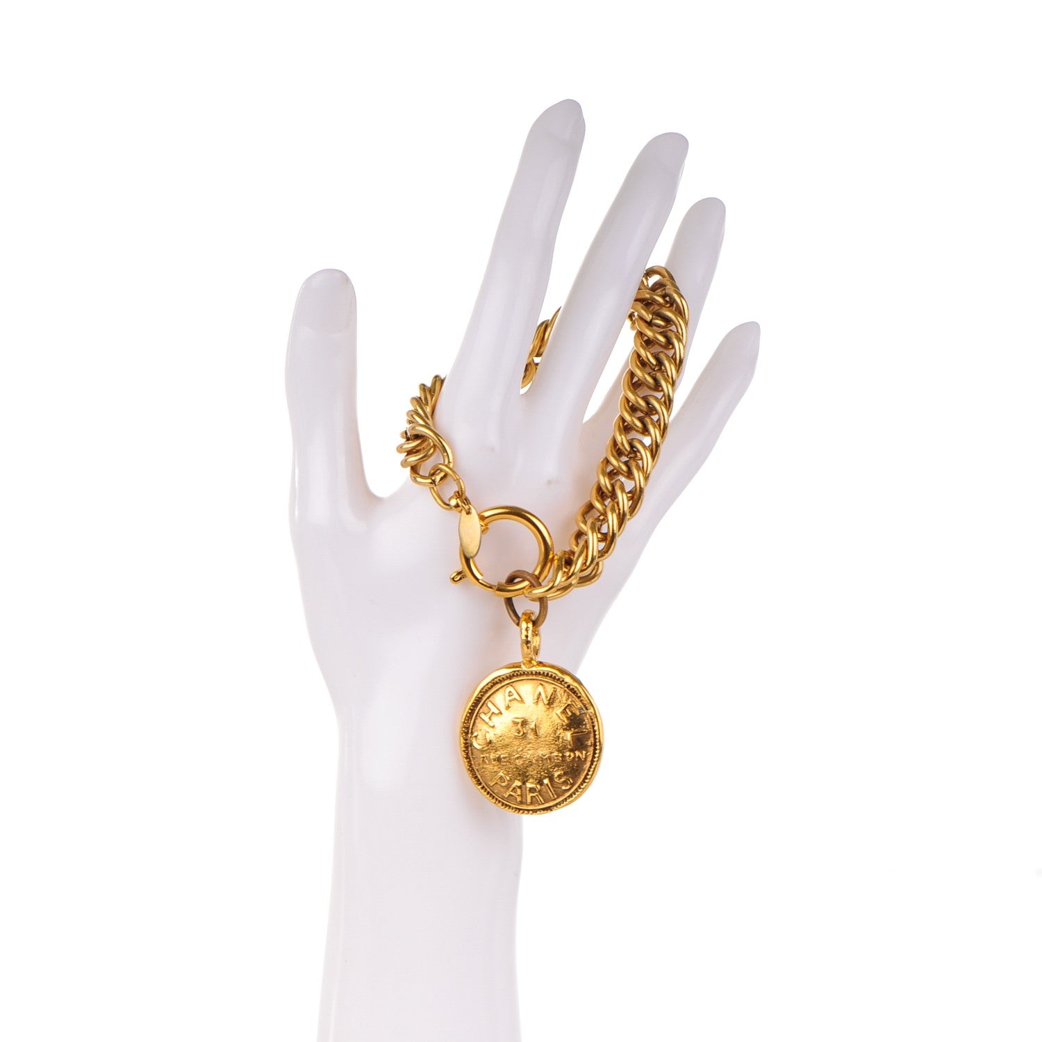 Chanel 31 Rue Cambon Paris Medallion Chain Bracelet Gold 2 of 5