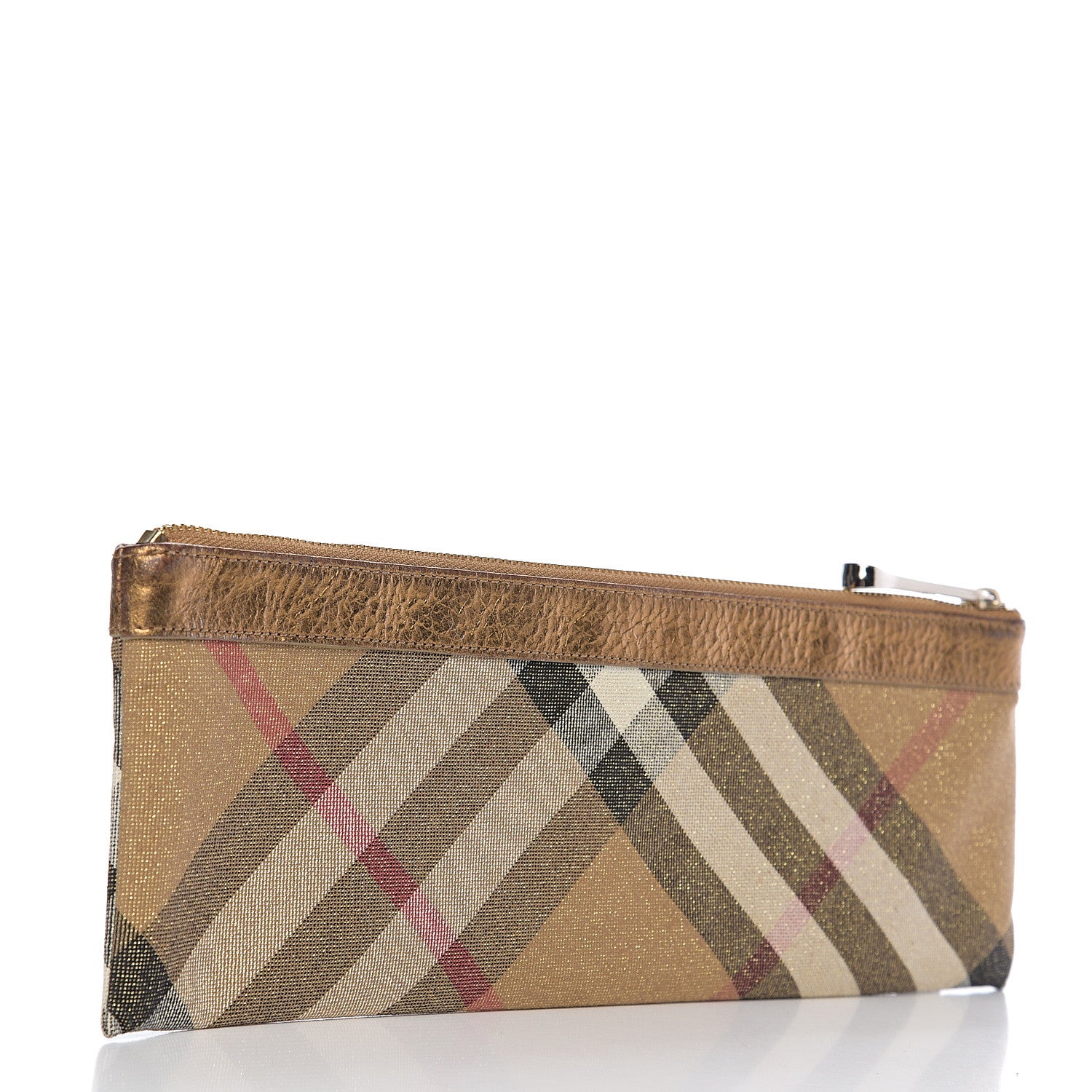 Burberry Shimmer Check Zip Pouch Gold 2 of 7