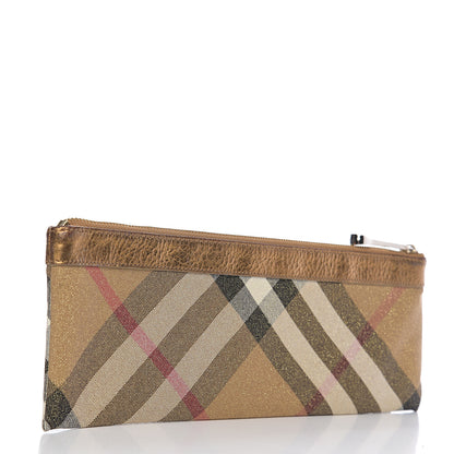 Burberry Shimmer Check Zip Pouch Gold 2 of 7