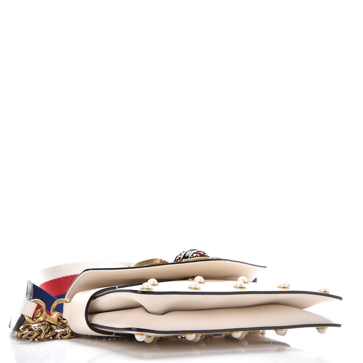 Nappa Pearl Studded Mini Queen Margaret Broadway Shoulder Bag Mystic White