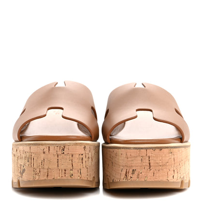 Hermes Calfskin Cork Eze 30 Sandals 37 Marron Glaise 3 of 10