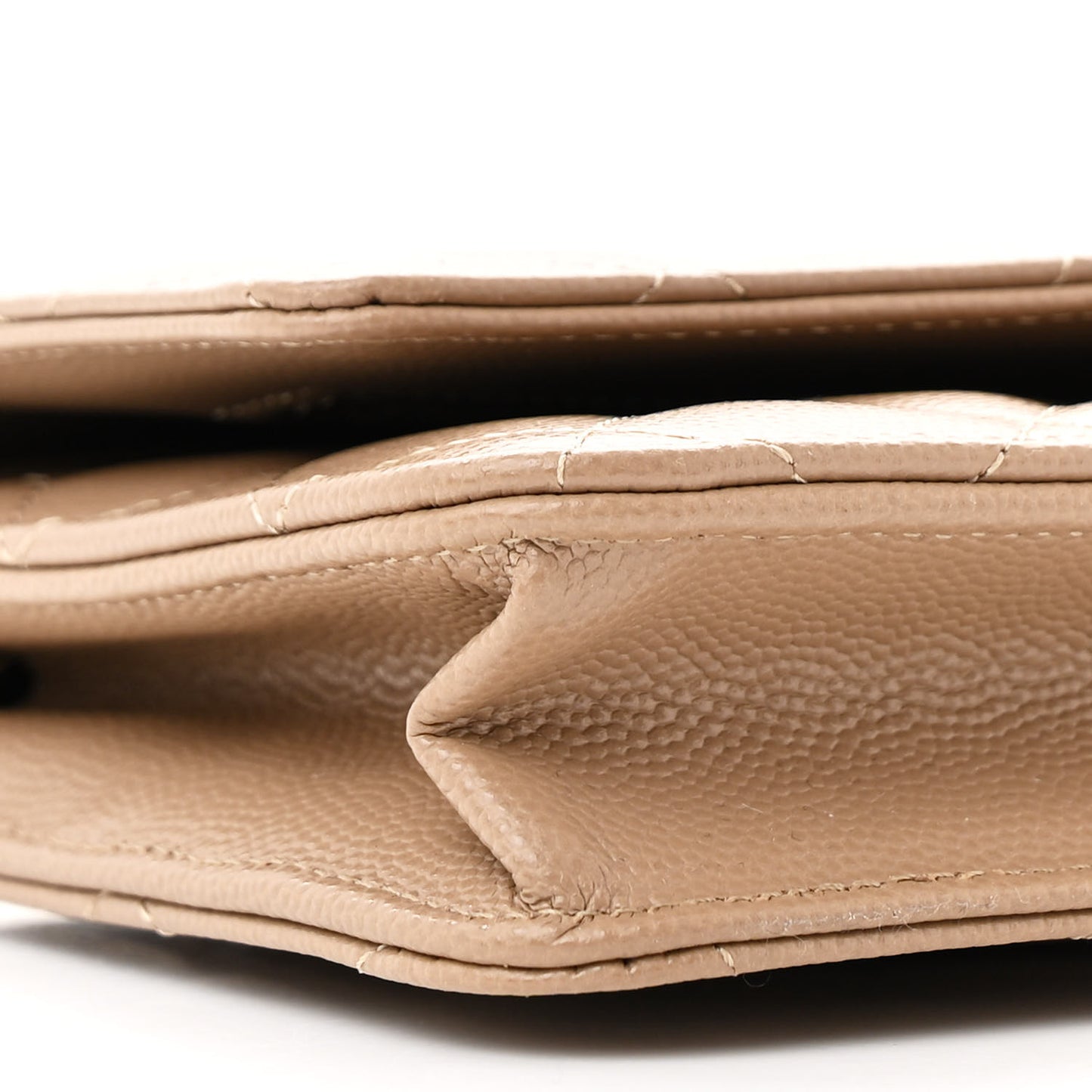 Caviar Quilted Wallet on Chain WOC Dark Beige