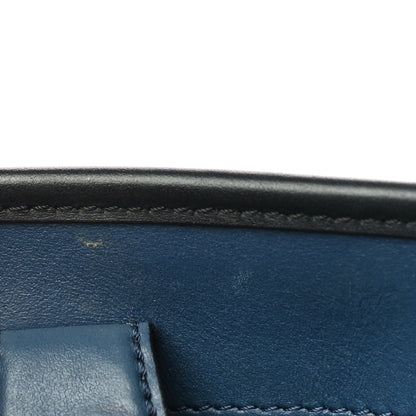 Fendi Vitello Century Opaco F is Fendi Bi-Color Small Runaway Satchel Blu Scuro Black 12 of 13