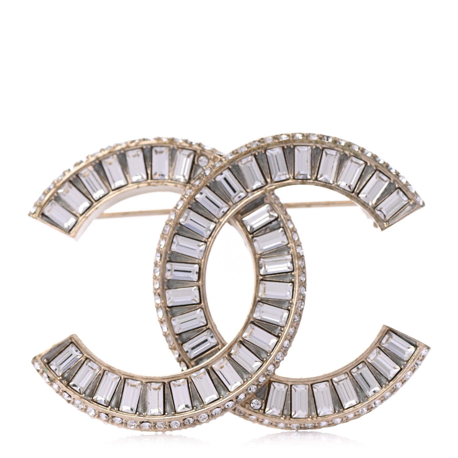 Chanel Baguette Crystal CC Brooch Gold 1 of 7