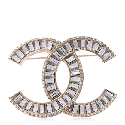 Chanel Baguette Crystal CC Brooch Gold 1 of 7