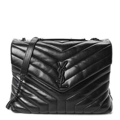 Saint Laurent Calfskin Y Quilted Monogram Monochrome Medium Loulou Chain Satchel Black 1 of 10