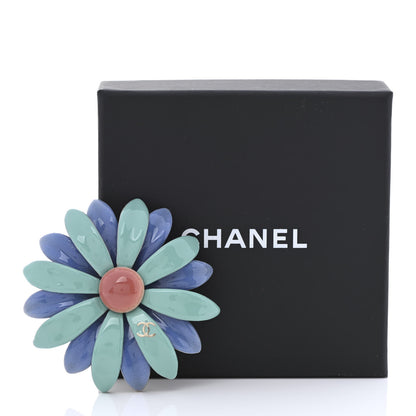 Chanel Resin CC Flower Brooch Green Gold 6 of 6