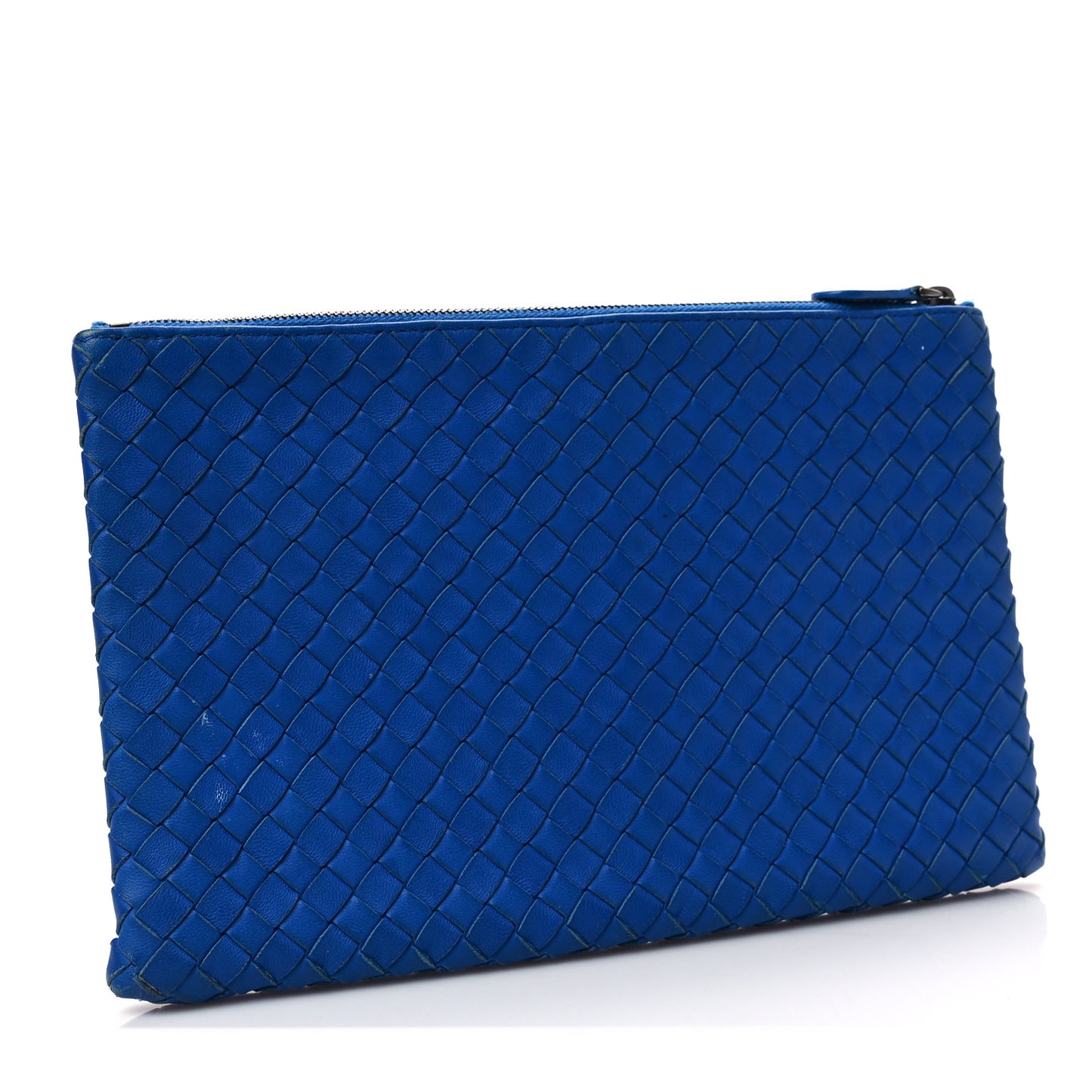 Nappa Intrecciato Medium Zip Pouch Signal Blue