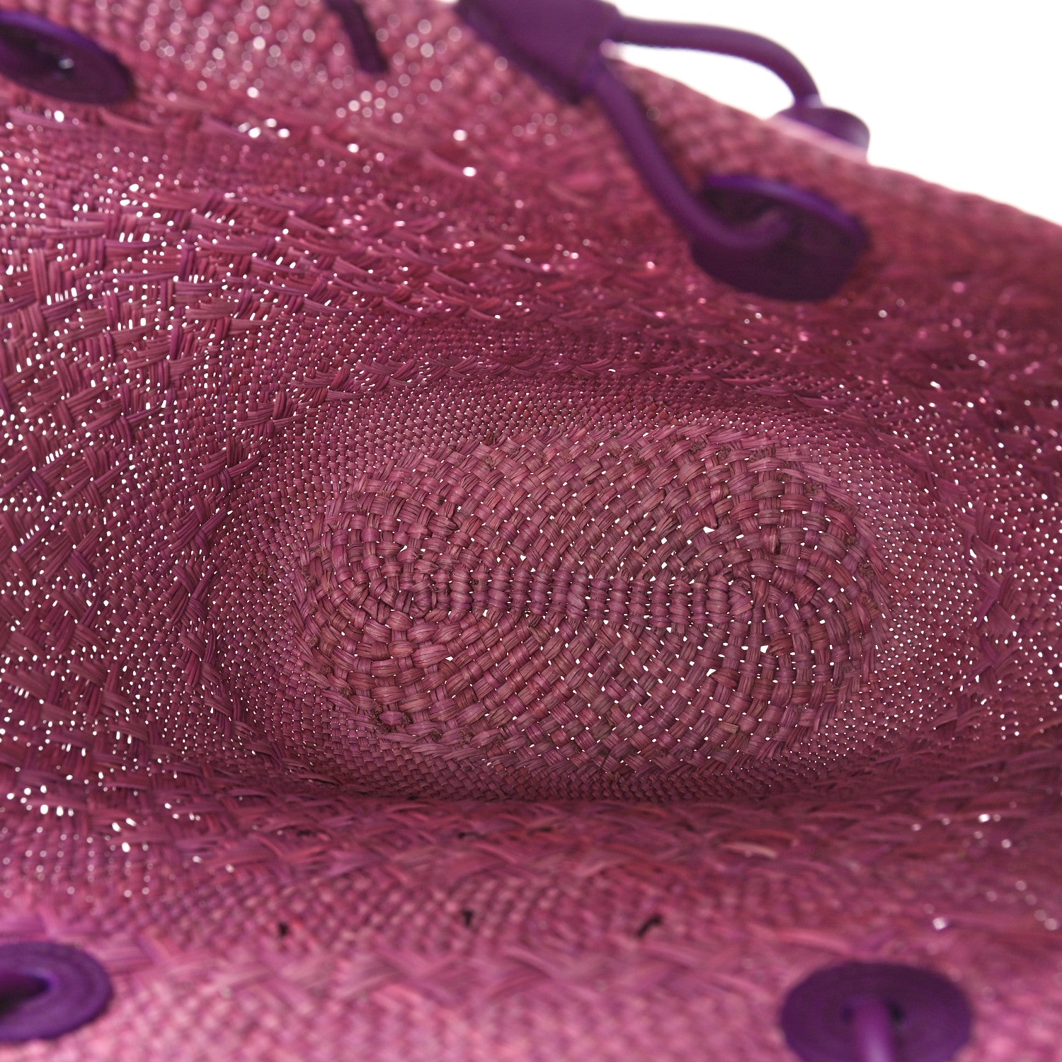 Loewe Calfskin Raffia Paulas Ibiza Small Anagram Basket Tote Bag Purple 5 of 8