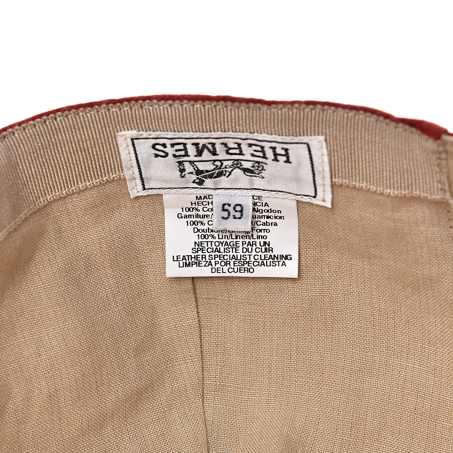 Hermes Cotton H Cap 59 Red 6 of 8