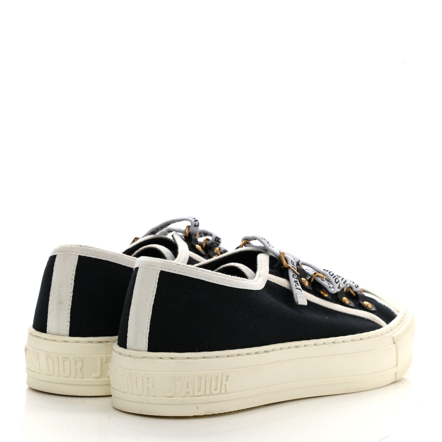 Christian Dior Canvas Dot Walk'N'Dior Low Top Sneakers 37.5 Black 4 of 8