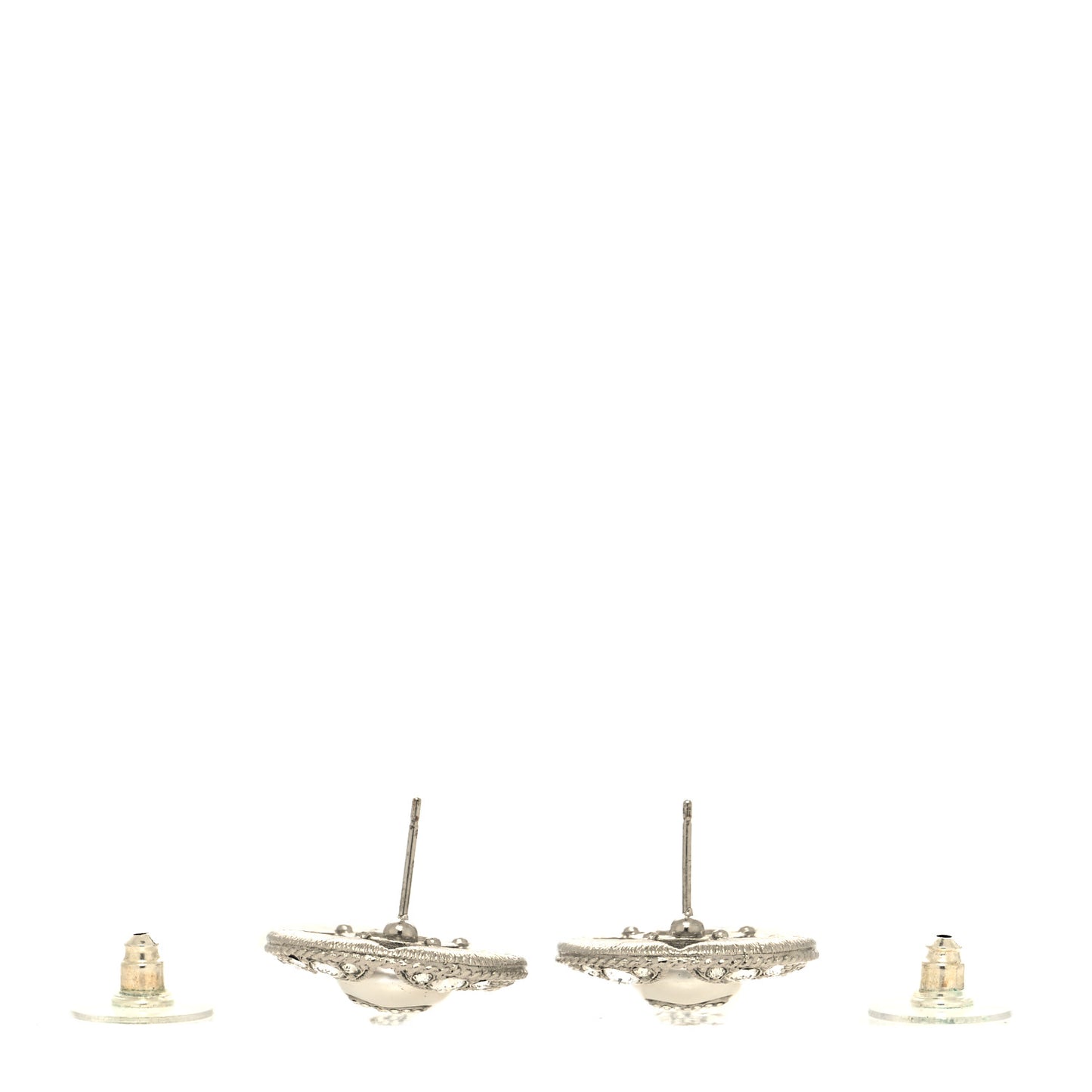 Pearl Crystal Star CC Round Earrings Gold