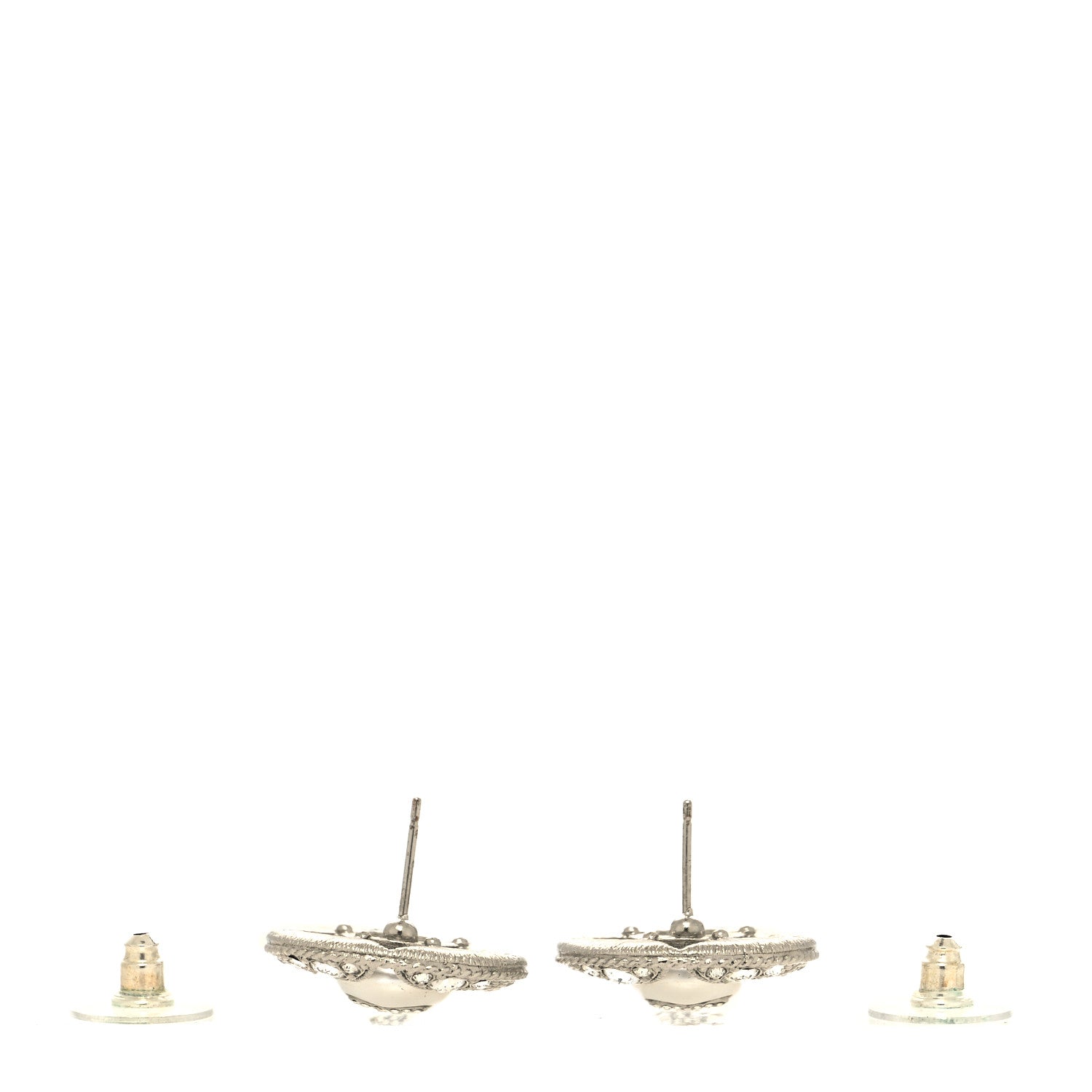 Chanel Pearl Crystal Star CC Round Earrings Gold 3 of 4
