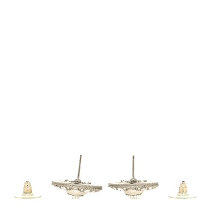 Chanel Pearl Crystal Star CC Round Earrings Gold 3 of 4