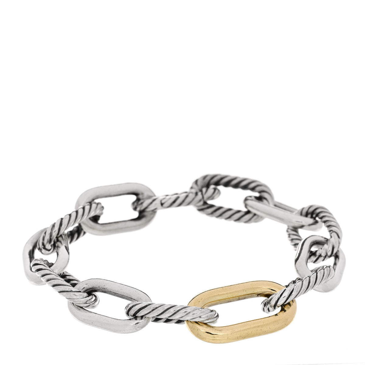 David Yurman Sterling Silver 18K Yellow Gold 11mm Madison Chain Bracelet 1 of 3