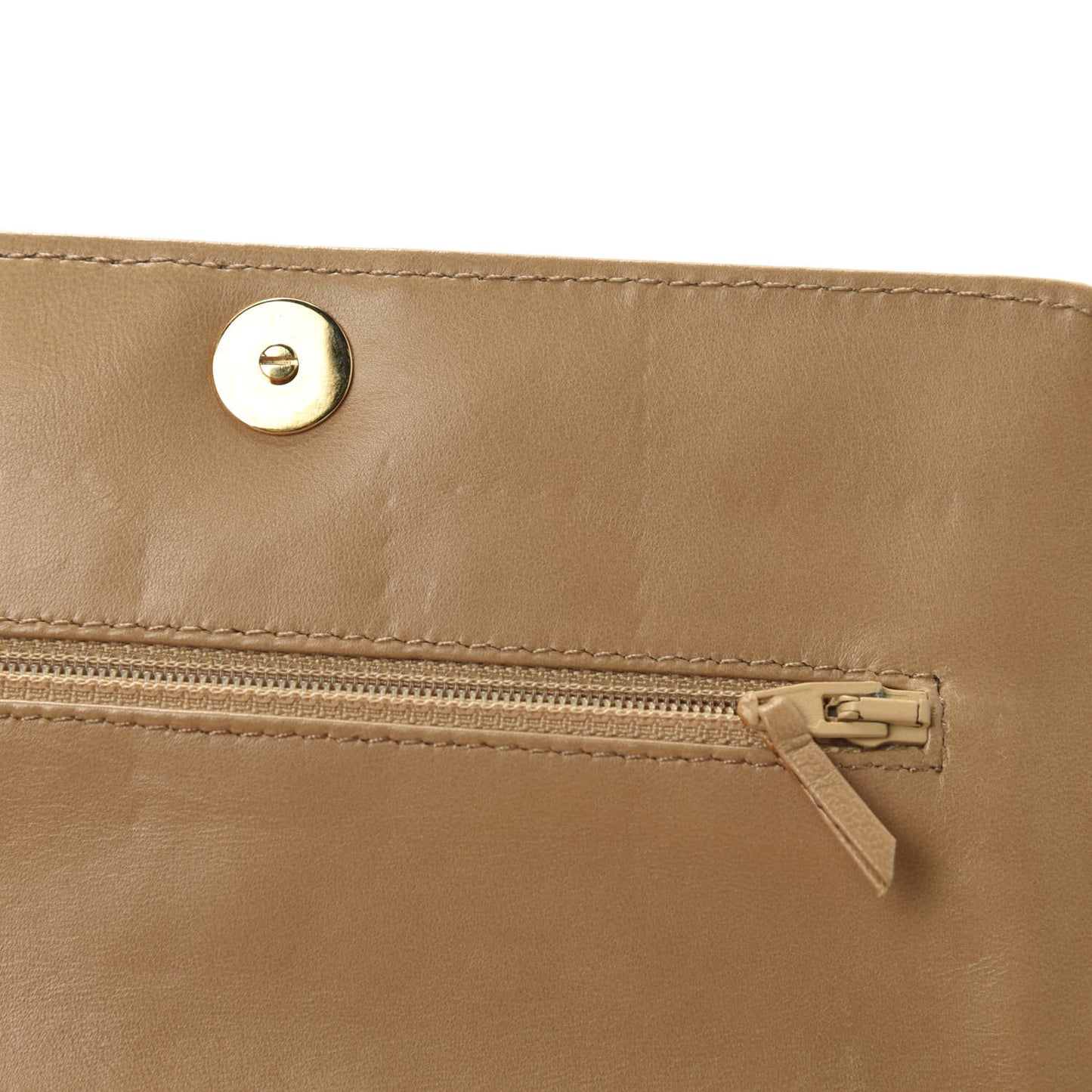 Calfskin Stitched Square Quilted Wallet On Chain WOC Beige