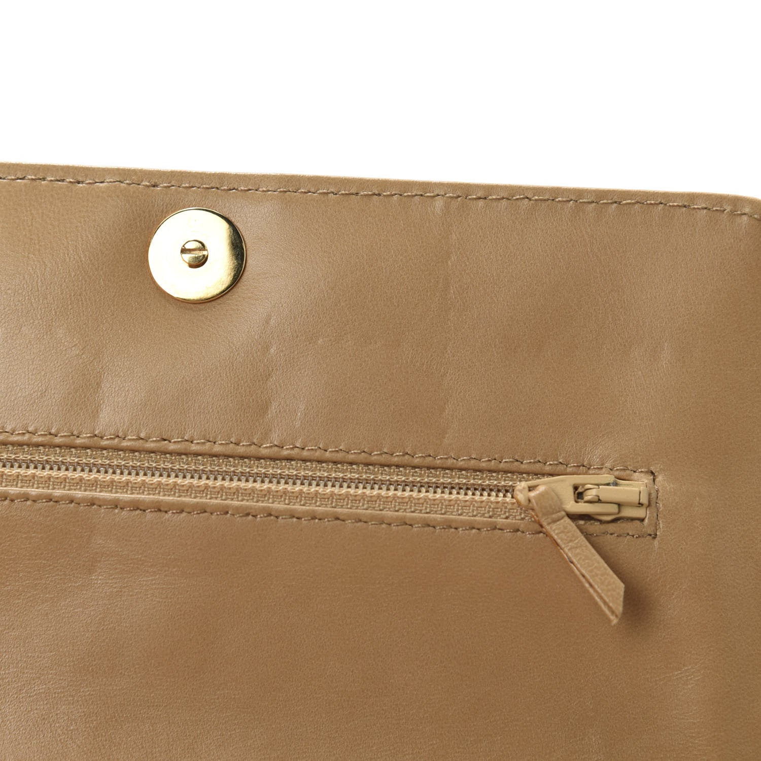 Chanel Calfskin Stitched Square Quilted Wallet On Chain WOC Beige 12 of 16