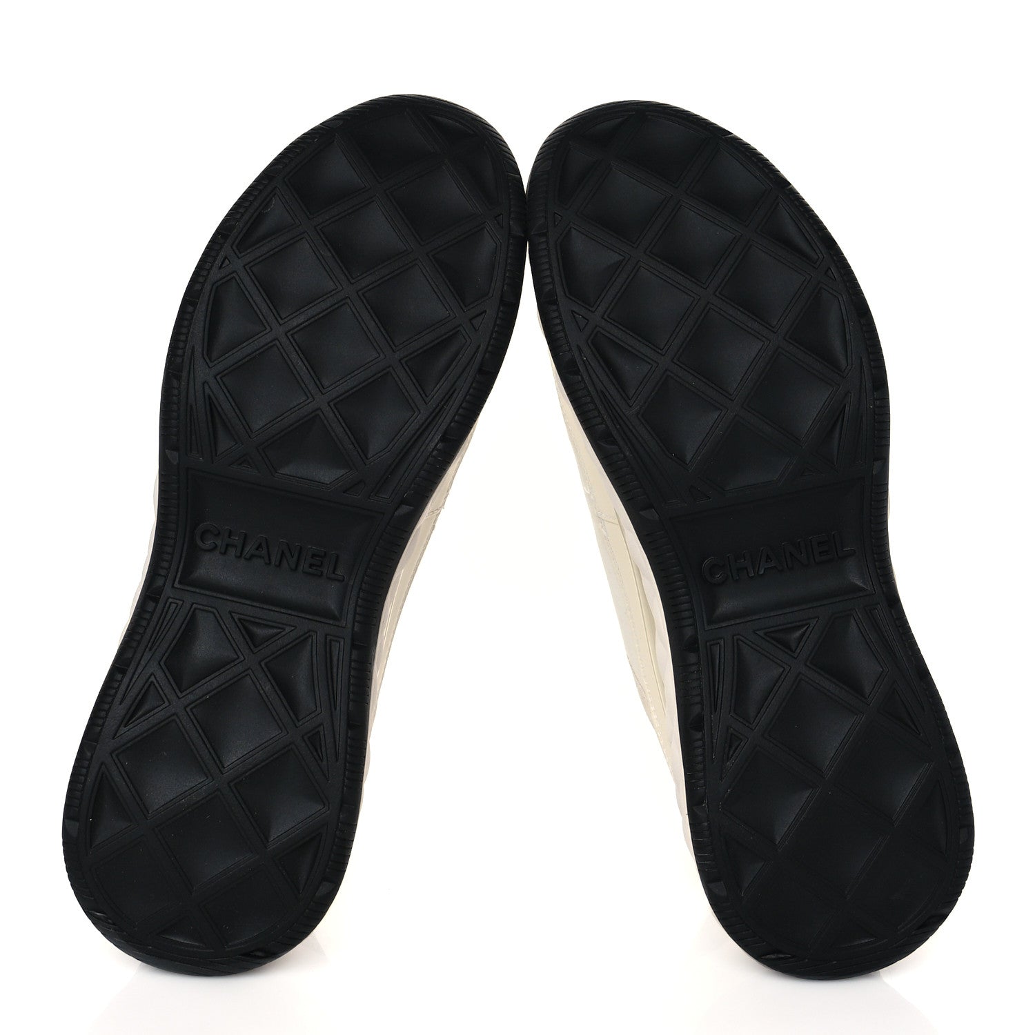 Chanel Velvet Calfskin Mixed Fibers CC Sneakers 38.5 Ivory Black 6 of 10