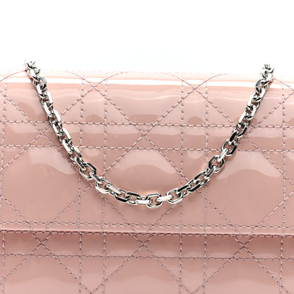 Christian Dior Patent Cannage Lady Dior Rendezvous Wallet On Chain Rose 7 of 9
