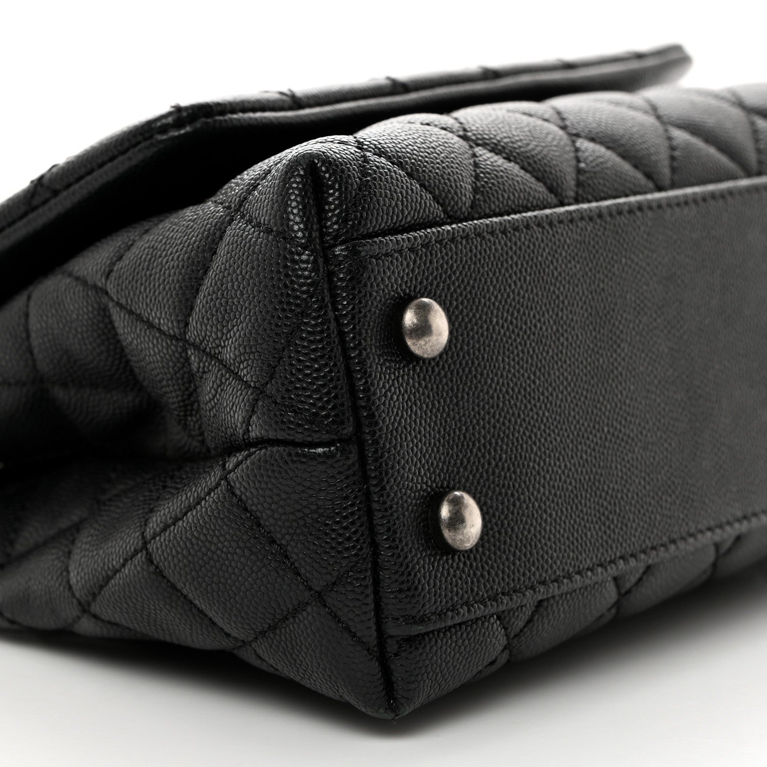 Chanel Caviar Lizard Quilted Mini Coco Handle Flap Black Khaki 9 of 10