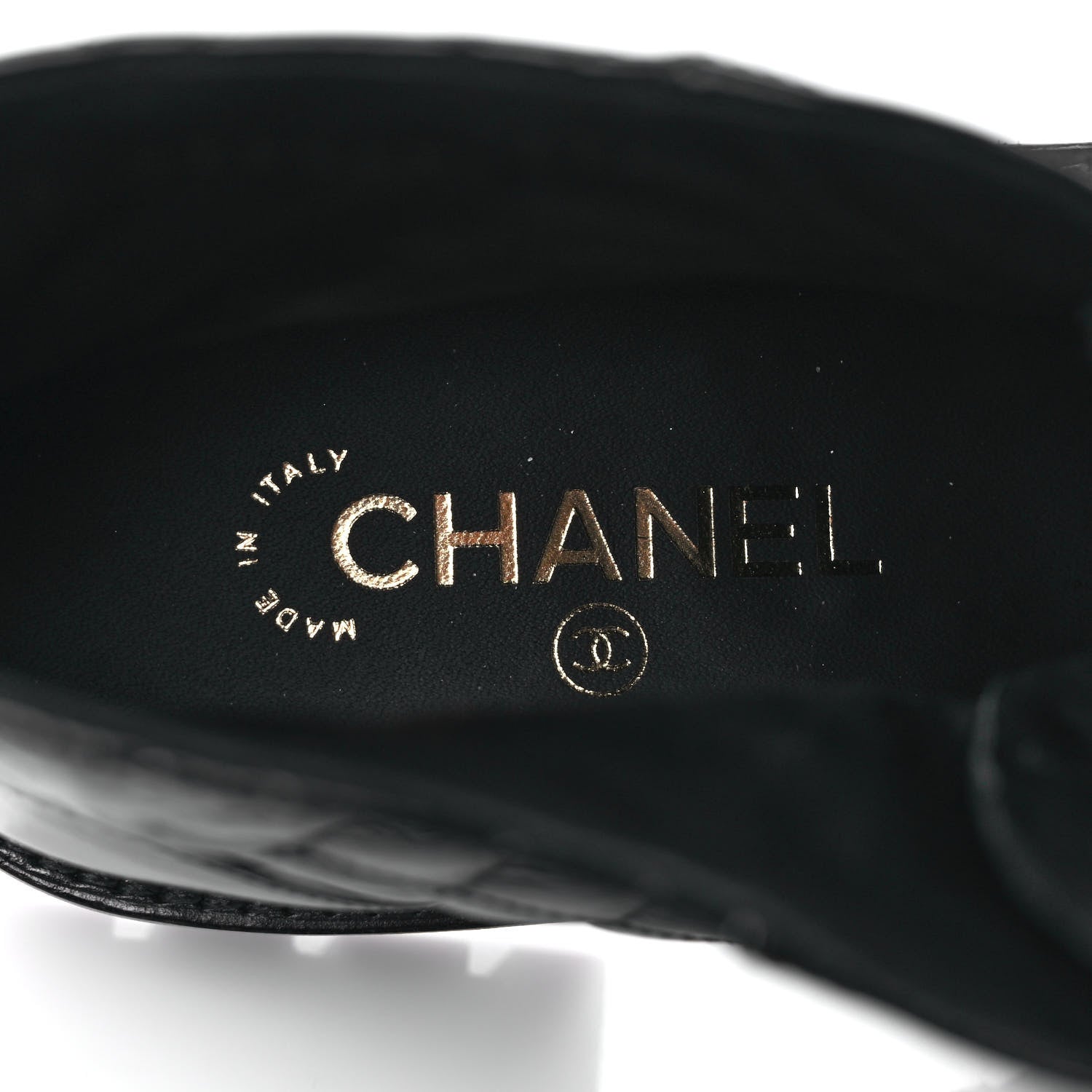 Chanel Shiny Calfskin Quilted Lace Up Combat Boots 37.5 Black 7 of 9