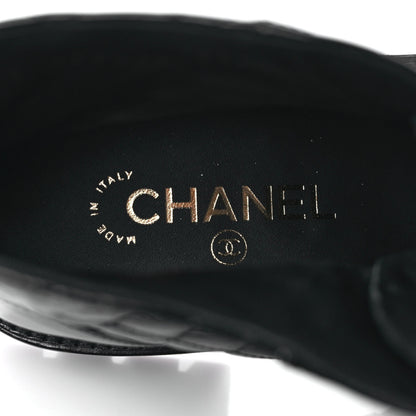 Chanel Shiny Calfskin Quilted Lace Up Combat Boots 37.5 Black 7 of 9