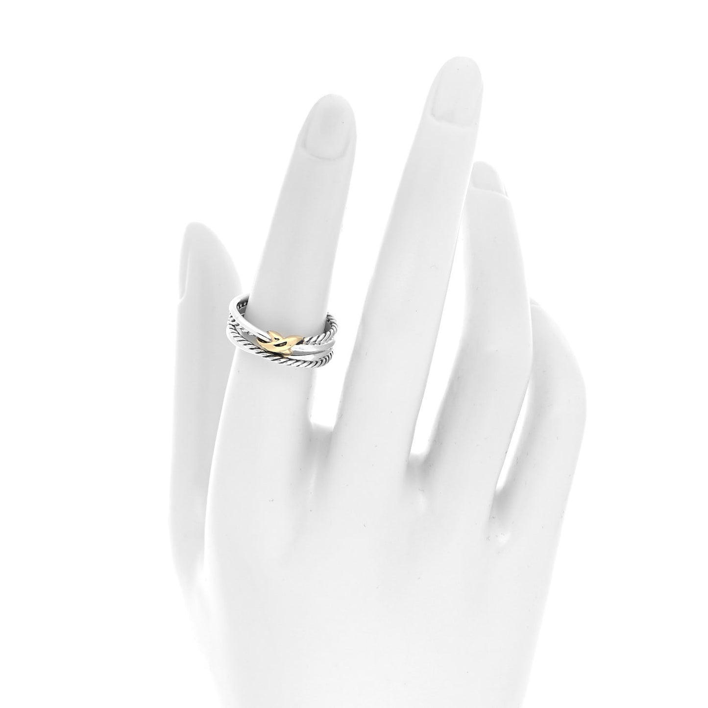 Sterling Silver 18K Yellow Gold 6mm X Crossover Ring 54 7